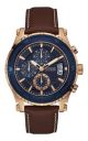 Guess Chronograph Stainless Steel watch with Genuine Leather band in Mens Blue For Him with a 46MM case diameter and model number U0673G3